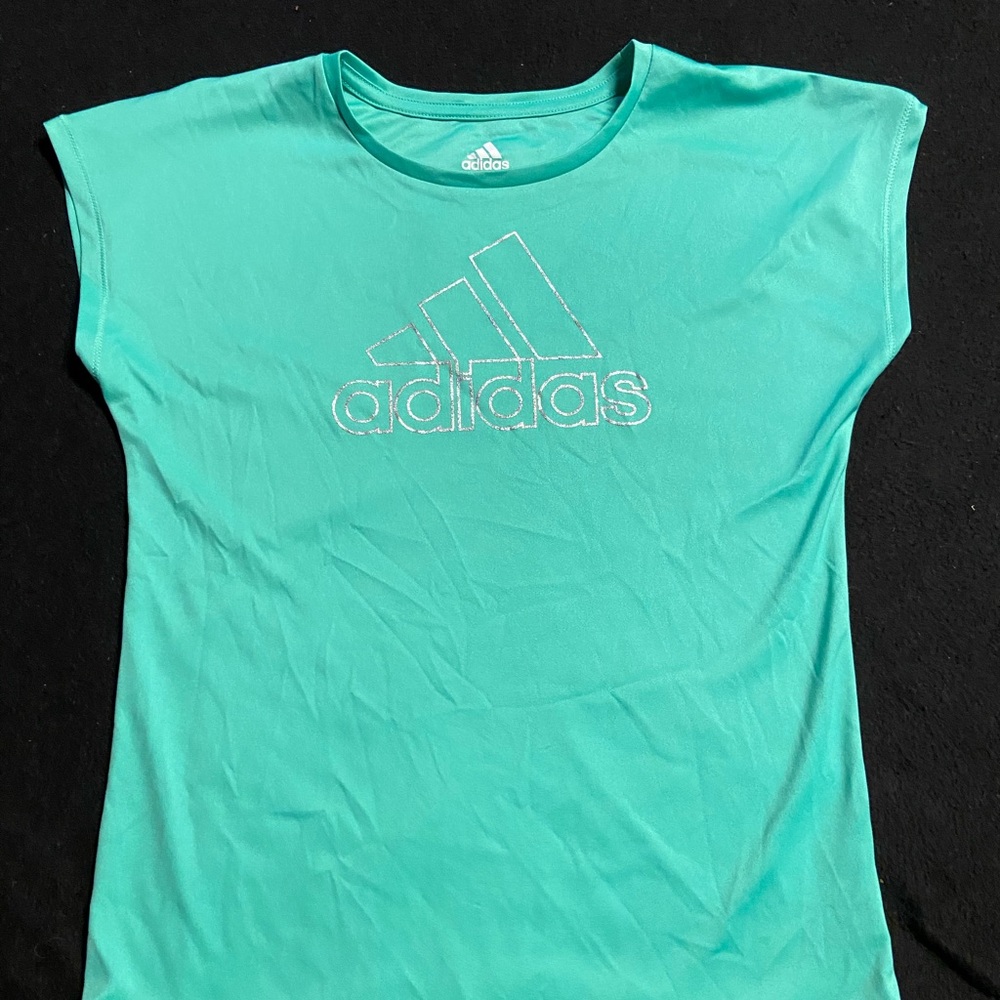 girls mint green adidas shirt size 10/12